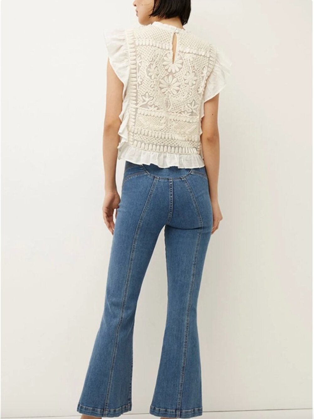 Veronica Beard 100% Cotton Capriana‎ Embroidered Top in Off White - Size 2 - Picture 2 of 4